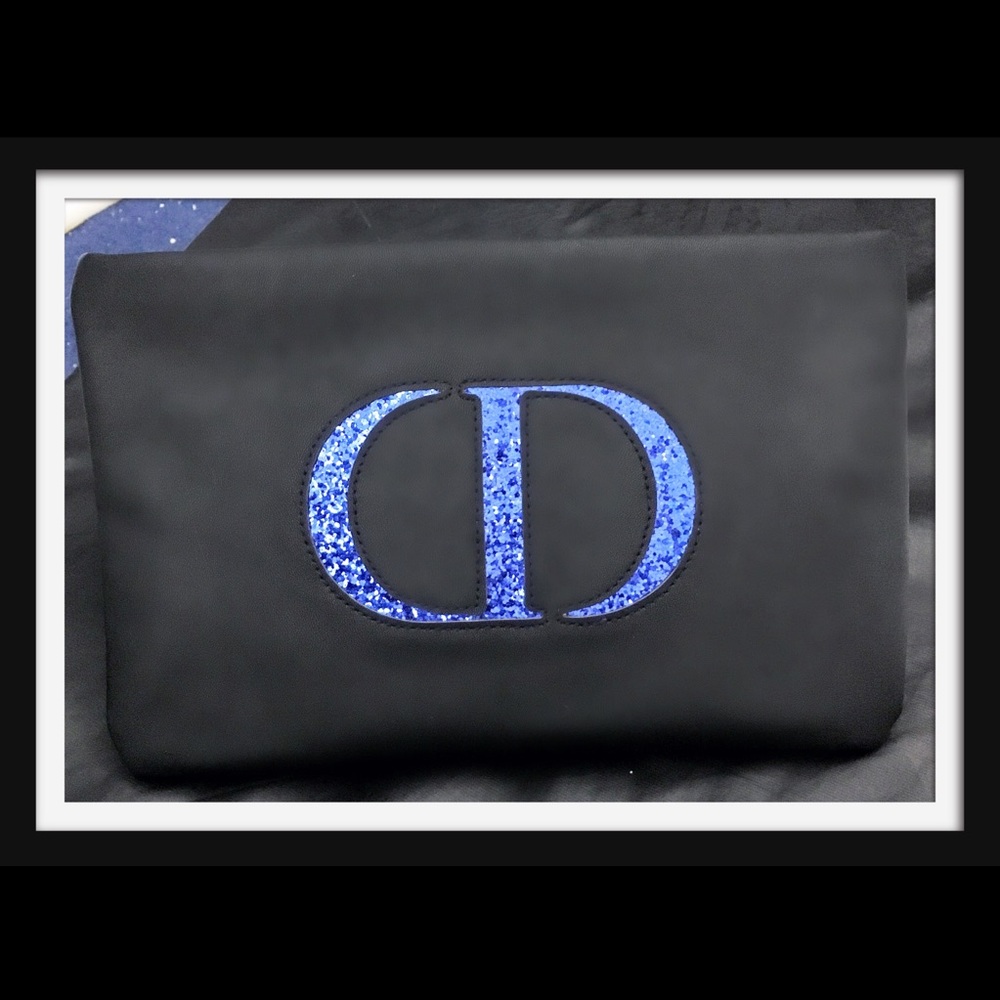 DIOR BLACK W/ BLUE GLITTER MAKE-UP COSMETIC BAG